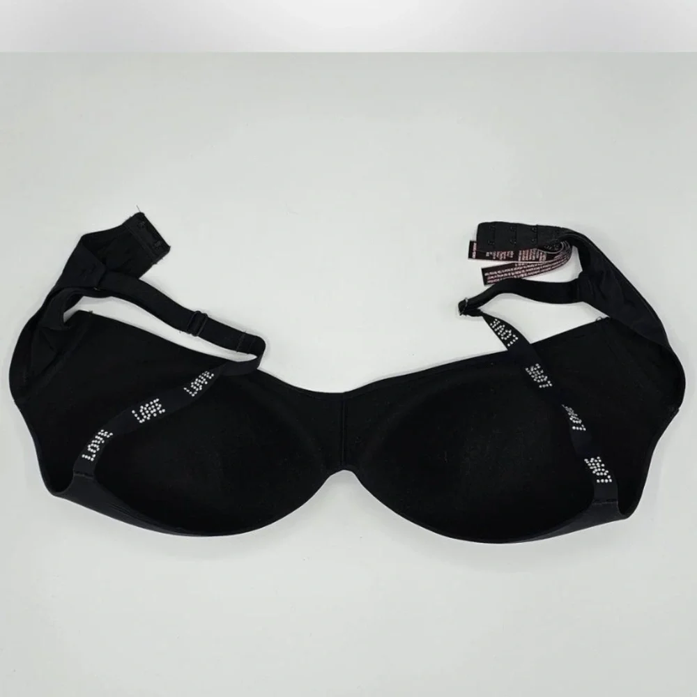 Victoria's Secret Black T-Shirt Bra with Embellished Straps - Picture 3 of 8
